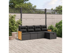 5-piece garden furniture set with cushions, black woven resin, 52191UMDA