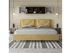 Bed with upholstered slatted base 180x210 cm, ochre microfiber, Delimoa 69409PHQS