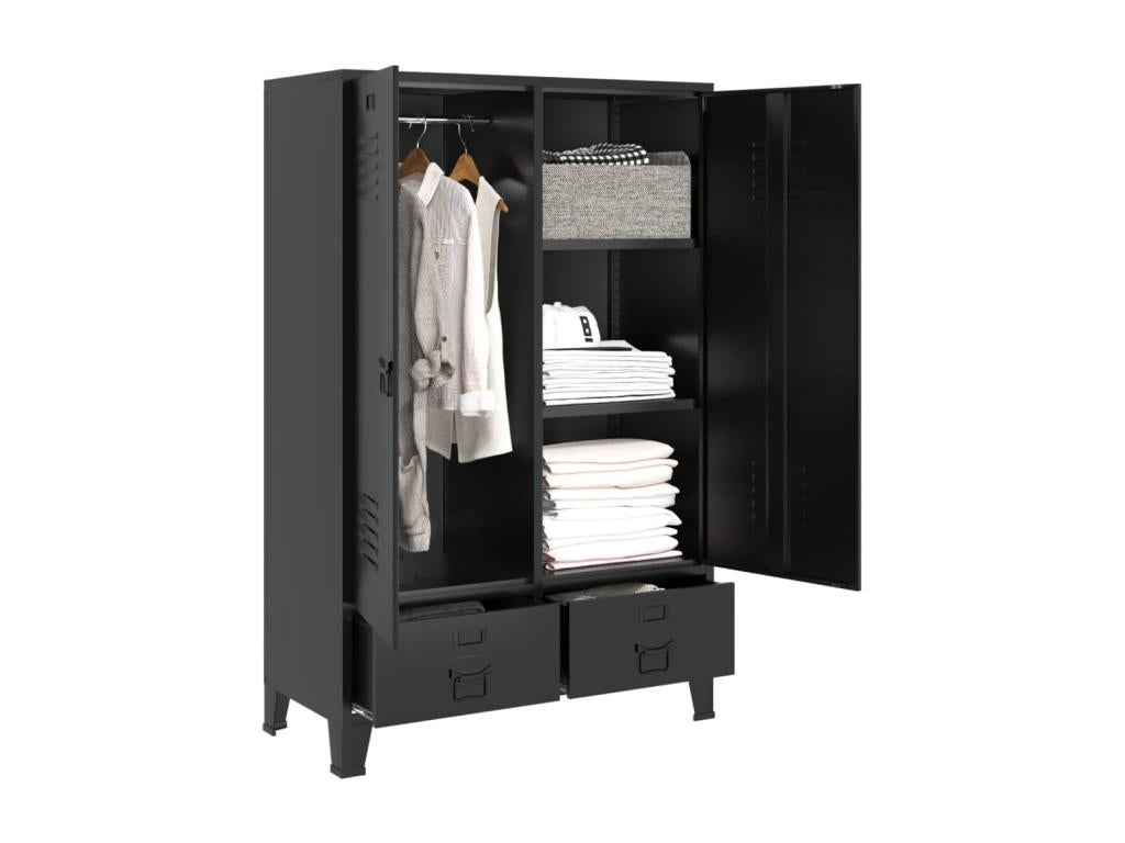 Black industrial wardrobe 90x40x140 cm steel 75837QUYG