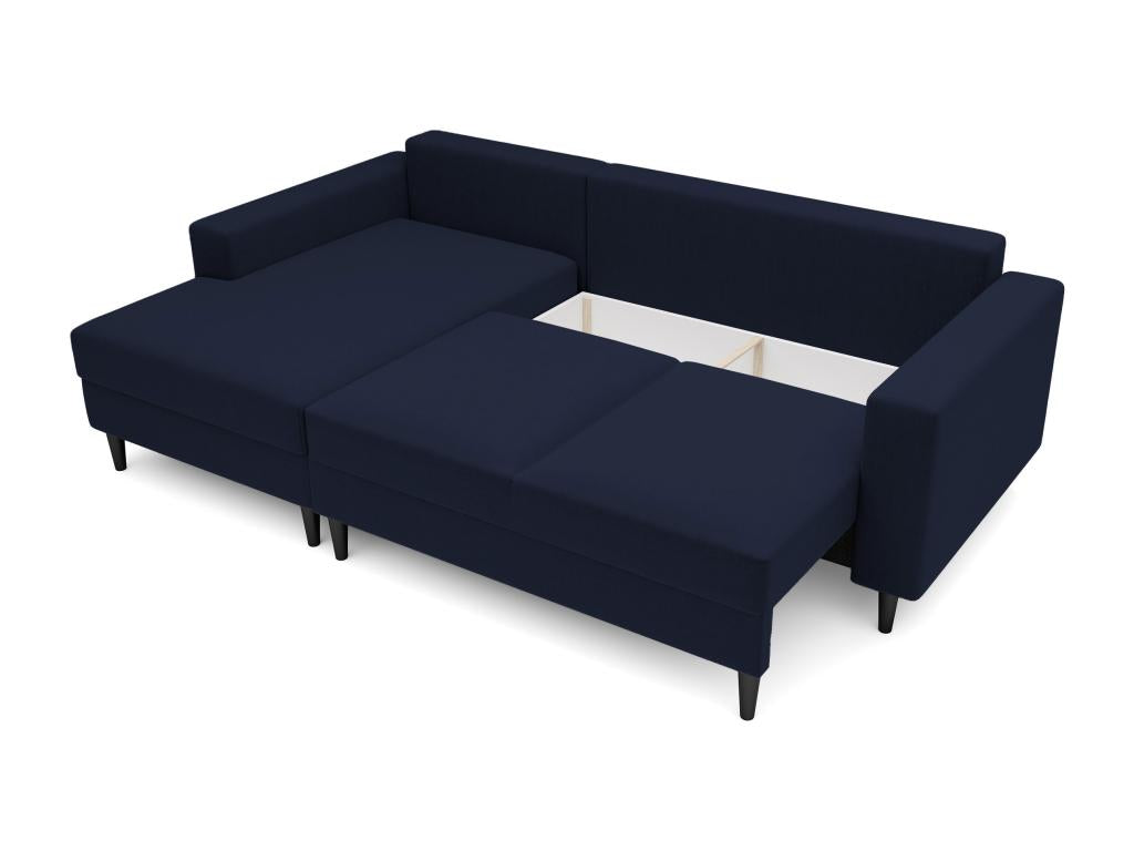 Corner sofa - 230 cm - L-shaped with storage compartment - water-repellent velvet - navy blue - left-hand side - Delimoa 70158WTHP