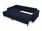 Corner sofa - 230 cm - L-shaped with storage compartment - water-repellent velvet - navy blue - left-hand side - Delimoa 70158WTHP
