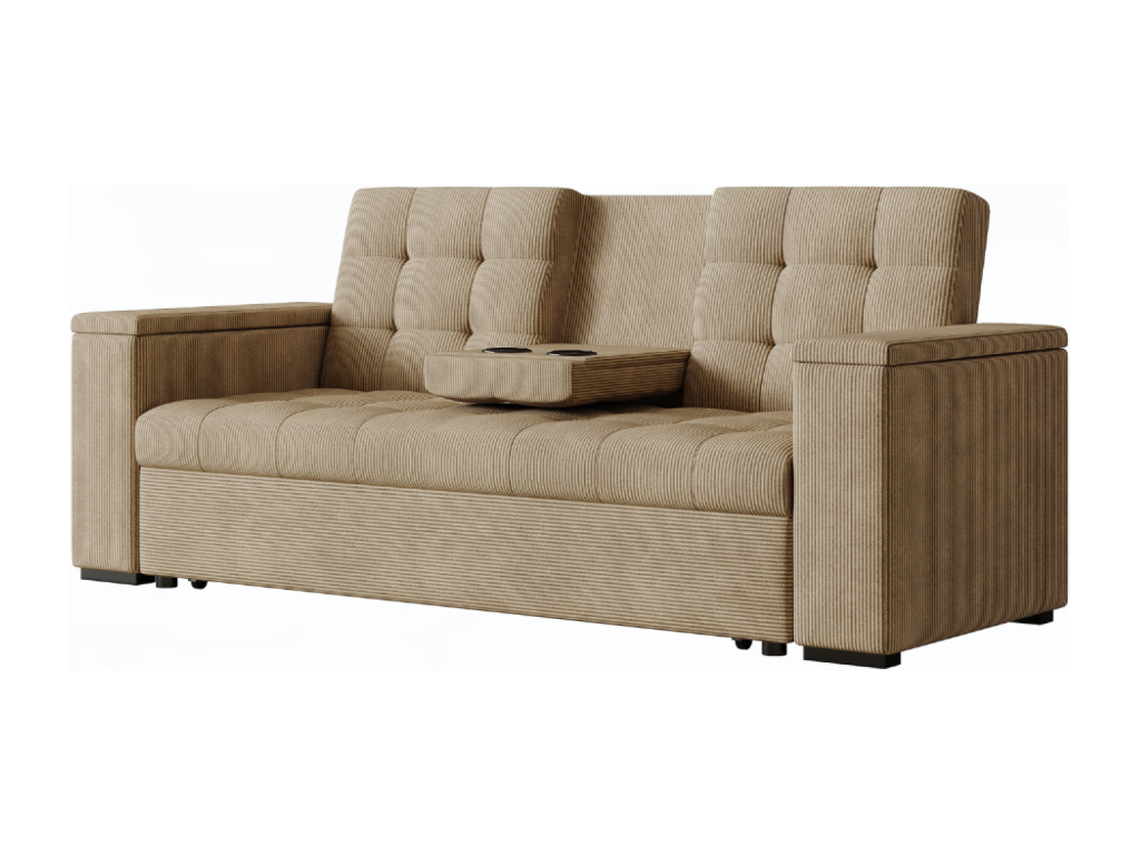Delimoa 90825YJES 3-seater modular convertible sofa in beige corduroy