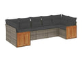 7-piece garden furniture set with cushions, grey woven resin, 44449PQFM