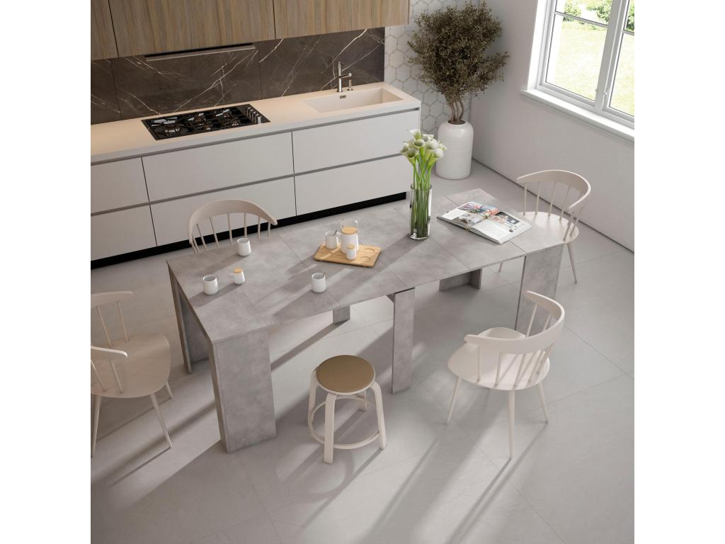 Extendable console table 220cm, seats 10, cement dining table 55545SKGP
