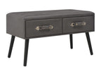Bench with drawers, grey leather, 80x40x46 cm, 02 0010812 61585IBMV