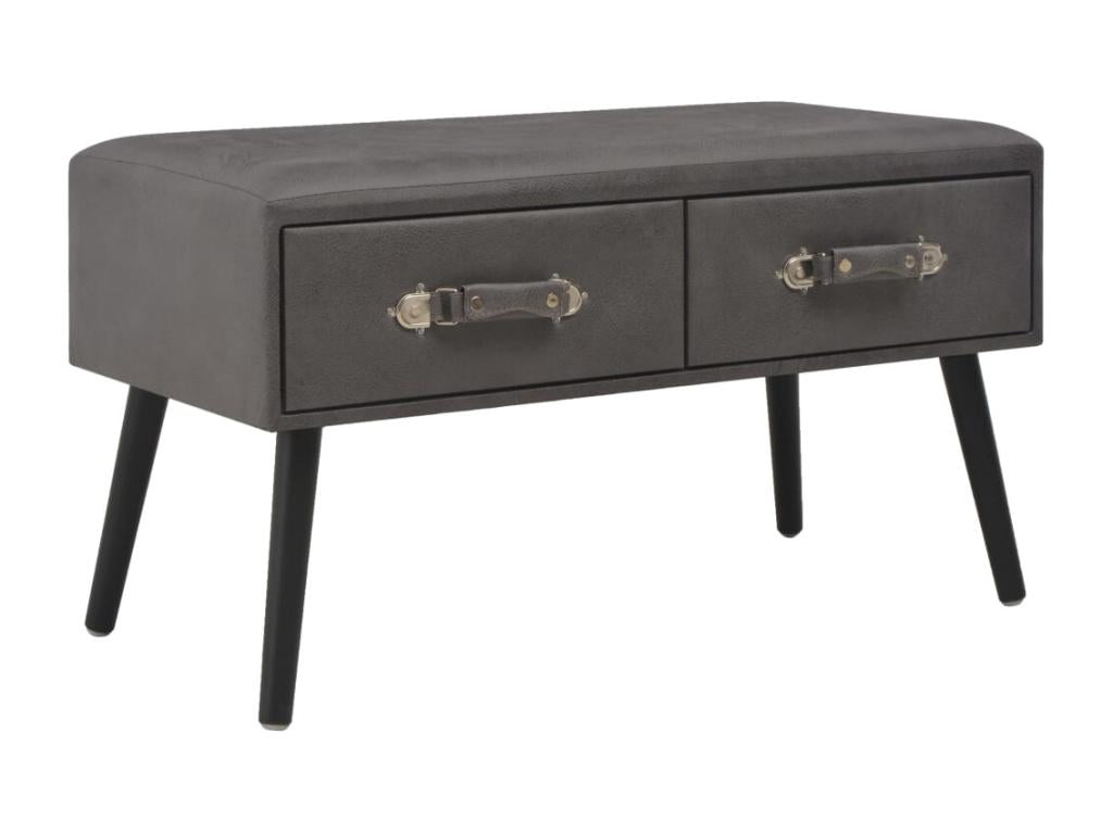 Bench with drawers, grey leather, 80x40x46 cm, 02 0010812 61585IBMV