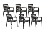 Set of 6 Artanzy garden chairs with cushions, black metal, 55903BDKA