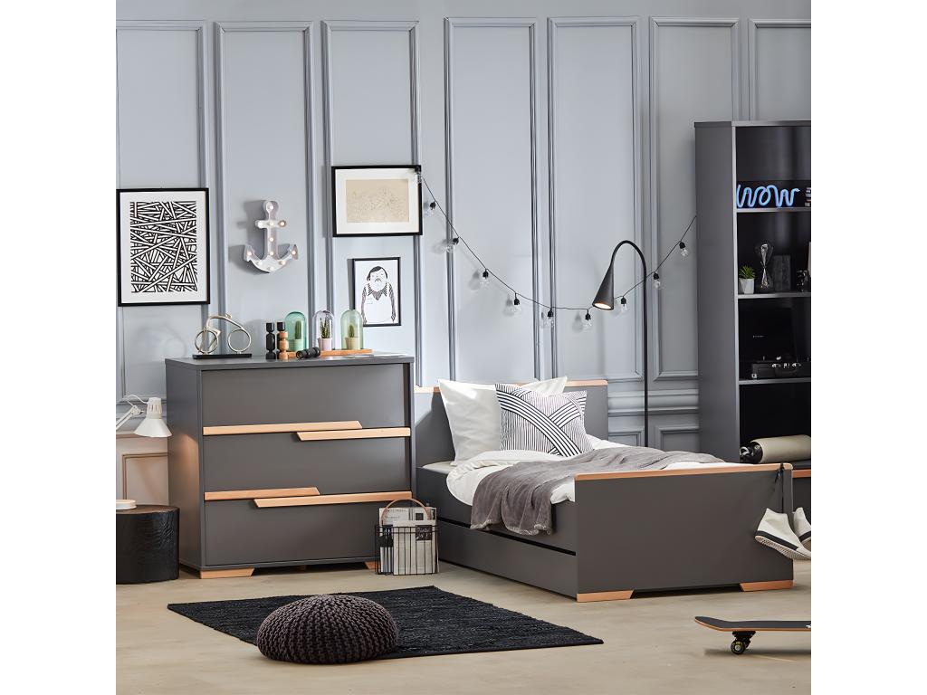 Artanzy 3-drawer chest, Grey and wood, 00343BGLN