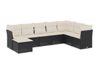 8-piece garden furniture set with cushions, black resin wicker, 23106PDXR