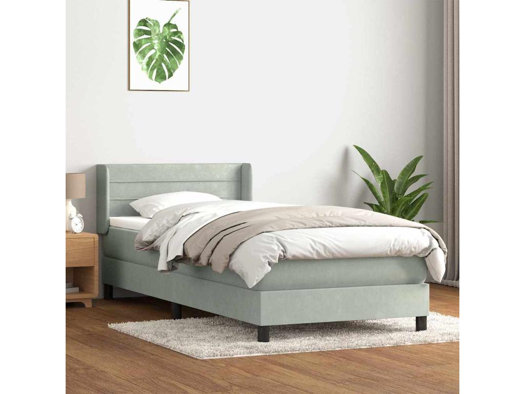 Delimoa bed base and light grey 80x210 cm velvet mattress 86594YKNU