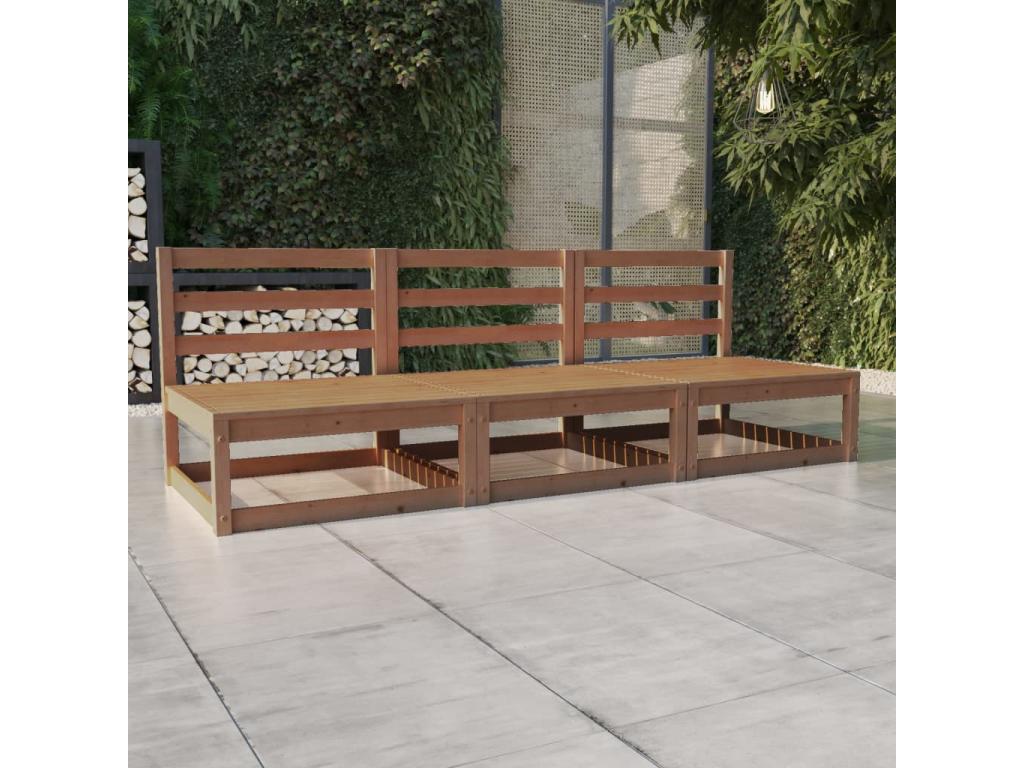 3-Seater Garden Sofa, Honey Brown, Solid Pine Wood 11008QZAH