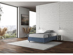 Double bed frame with upholstered slatted base 140x200 blue microfiber Delimoa 64910OCIV