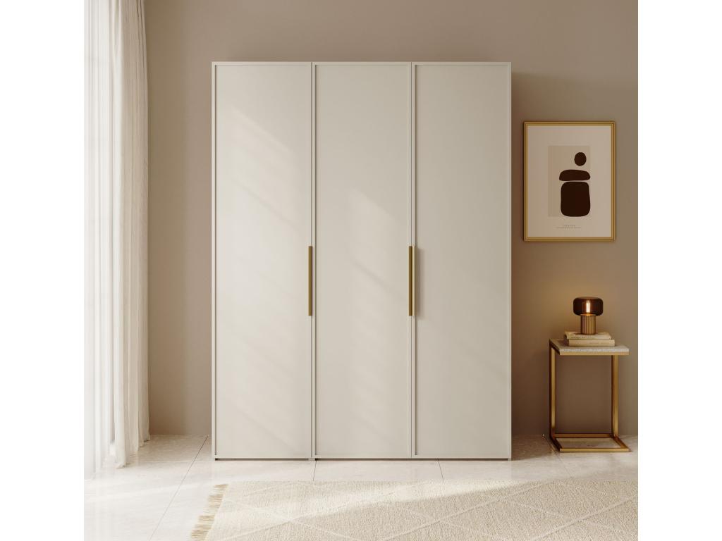 3-door wardrobe with two hanging rails - 150 cm - beige - Artanzy 60476NEWU