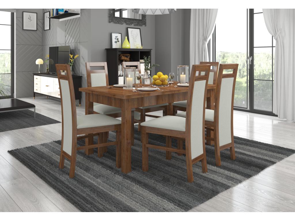 Brown wood and fabric chair, Delimoa-Tissu 27122 27990PPJY