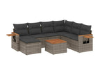 8-piece garden furniture set with grey resin wicker cushions 87196VQAB