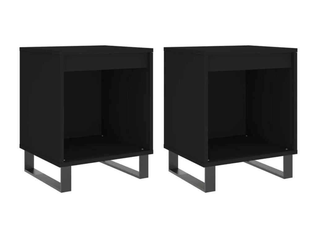 2-piece bedside tables, black, 40x35x50 cm, engineered wood, 18522FOOM