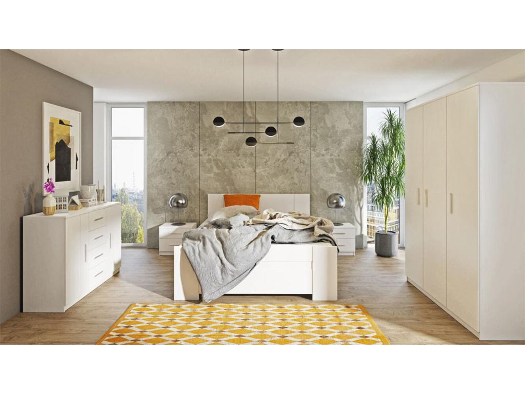 Delimoa 100 White Chest of Drawers with Drawers and Doors, 4 Drawers, 90x120x40cm, 78191HOBB