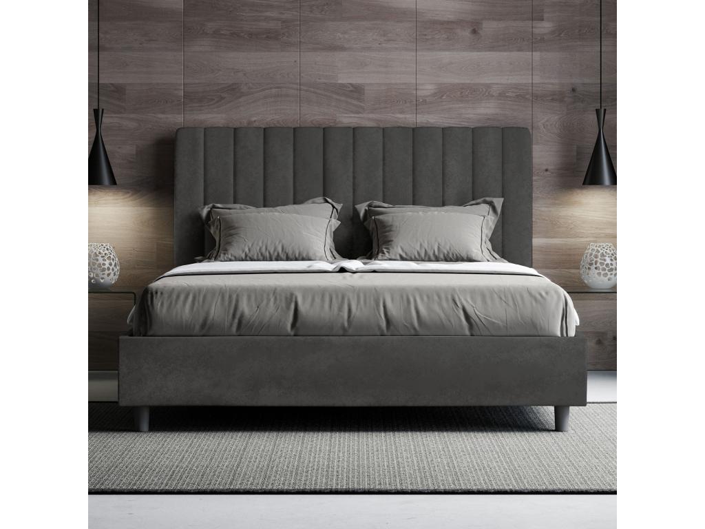 Delimoa 10687UIKS Upholstered Bed without Mattress 160x200 cm Grey Microfiber