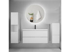 Vanity unit set, 100cm wide, with 2 drawers, washbasin, column, round white mirror, 16186XGIV