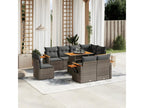 9-piece garden furniture set with grey resin wicker cushions 83334LHDE