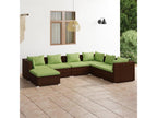 7-piece garden furniture set with cushions, brown wicker resin, 12843KOBC