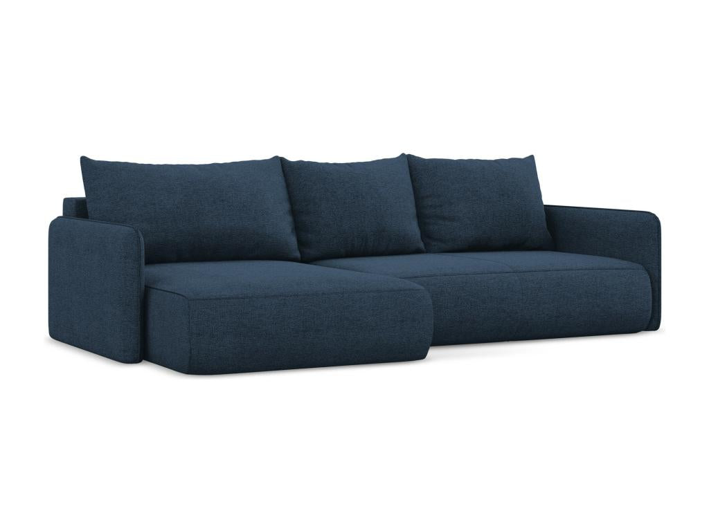 Artanzy 65100MCIY 3-seater left-hand corner sofa bed in chenille fabric - blue