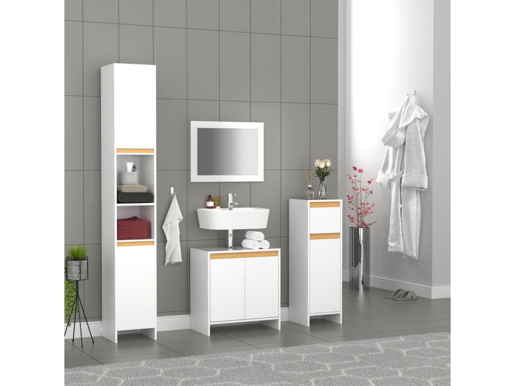 Delimoa Wooden Bathroom Furniture, Bathroom Cabinet, Bathroom Storage Unit, Bathroom Shelf, Delimoa White/Honey Oak 10587OEXQ