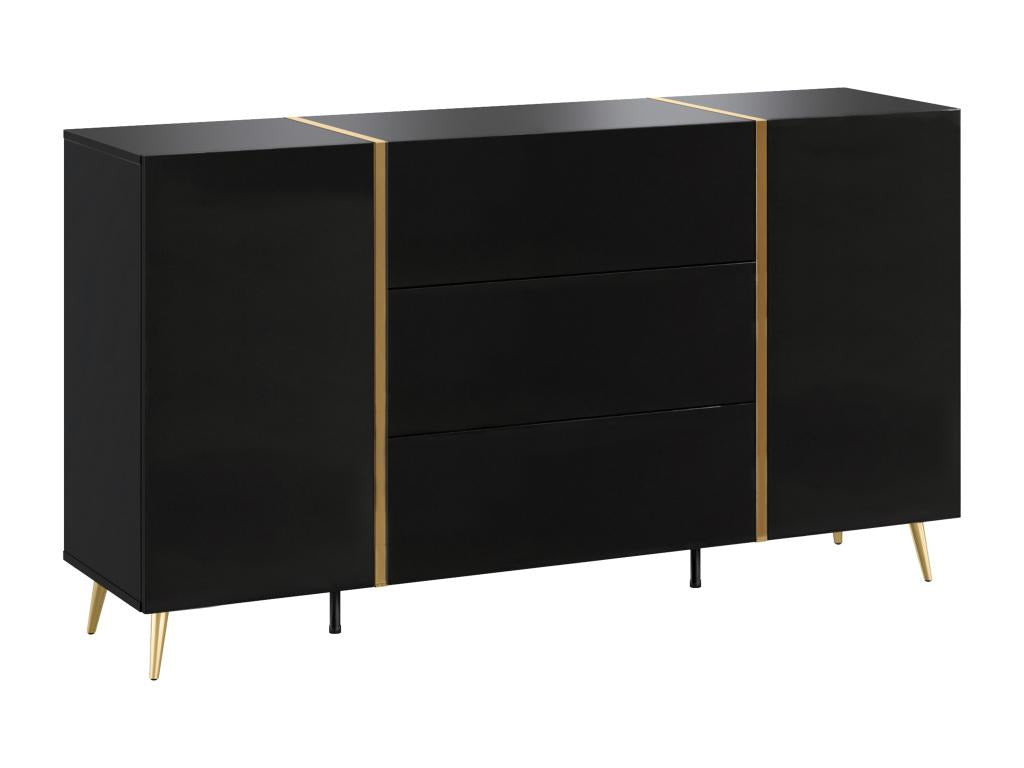 Sideboard with 2 doors and 3 drawers - Glossy black and gold - Artanzy 51365IIII