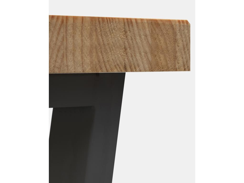 Pine wood and iron bench in aged and black finish, 140x45cm - Delimoa 89542YJOV