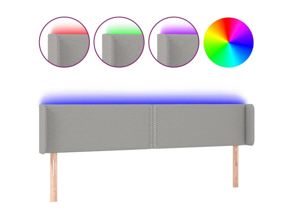 Light Grey LED Headboard 163x16x78/88 cm Fabric 93848UKKL