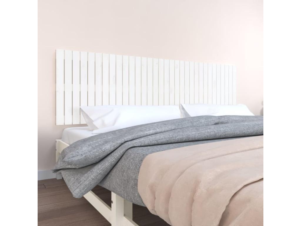 Wall-mounted headboard, white, 204x3x60 cm, solid pine wood, 31786NCHW