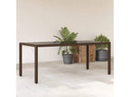 Garden table with brown resin wicker glass top 77432TFFP