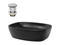 Matte black ceramic countertop washbasin with hand basin waste plug 505x385x140 mm 88728GQAL