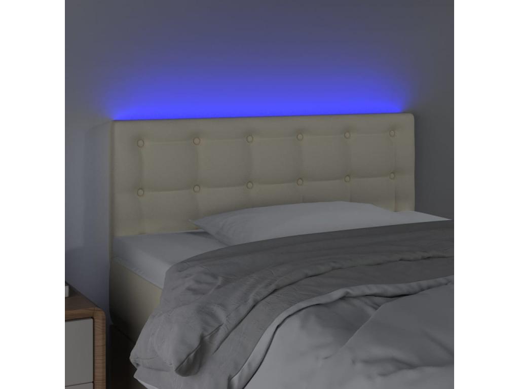 Cream LED Headboard 80x5x78/88 cm Faux Leather 96563CAYG