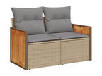 4-piece garden furniture set with cushions, beige woven resin, 90677WGZK