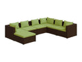 7-piece garden furniture set with cushions, brown wicker resin, 12843KOBC