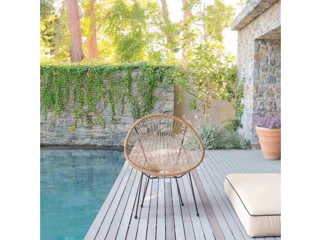 Delimoa Mobili Batikh Garden Armchair 80x70x76 Steel PE Beige Black Vintage 43849BEZL