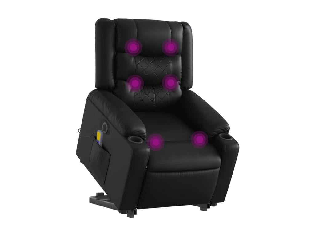 Black faux leather electric reclining massage chair 42578GSWB