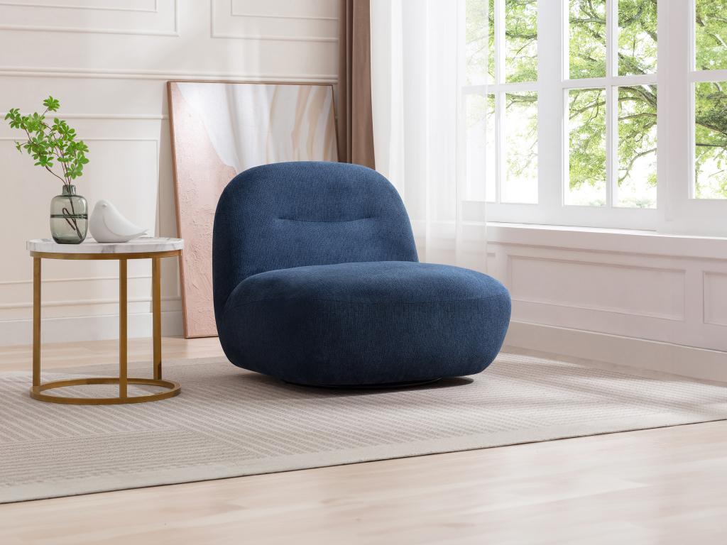 Artanzy 82739NNZO Swivel Armchair in Blue Textured Fabric