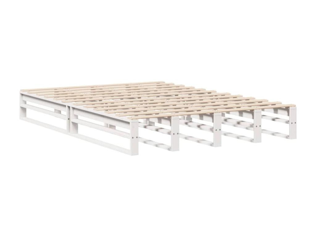 Bed frame without mattress, white, 135x190 cm, solid pine wood, 66605WFLS