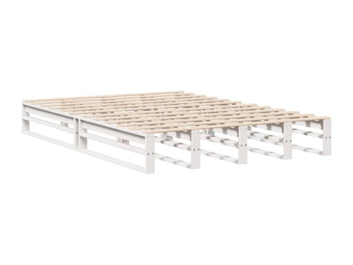 Bed frame without mattress, white, 135x190 cm, solid pine wood, 66605WFLS