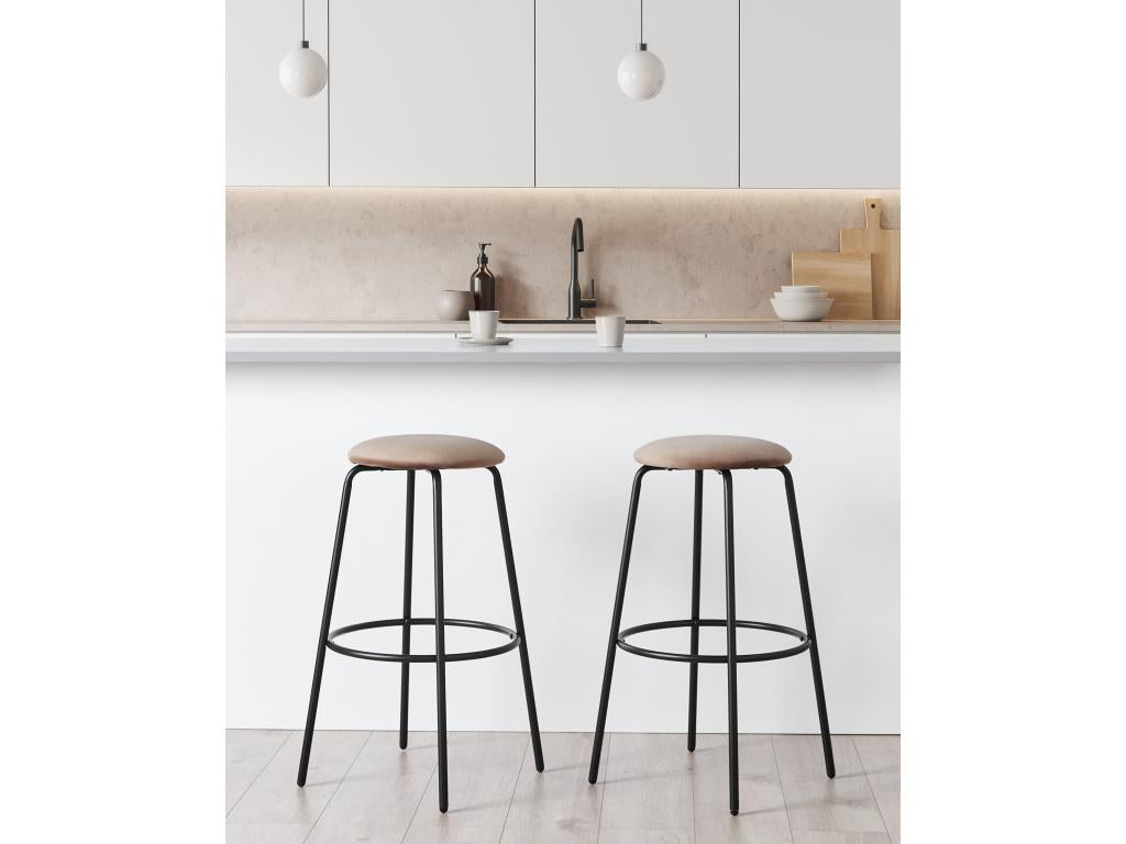 Set of 2 Artanzy Light Brown Velvet Bar Stools 16377RLJH