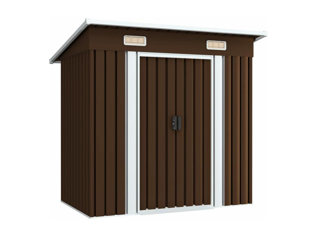 Brown garden storage shed, 194x121x181 cm, steel, 40083LKLK