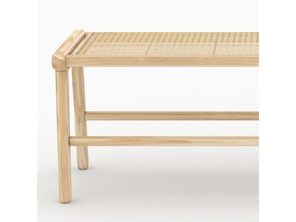 120cm teak and cane bench - Delimoa 36050QFUJ