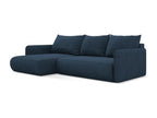 Artanzy 65100MCIY 3-seater left-hand corner sofa bed in chenille fabric - blue