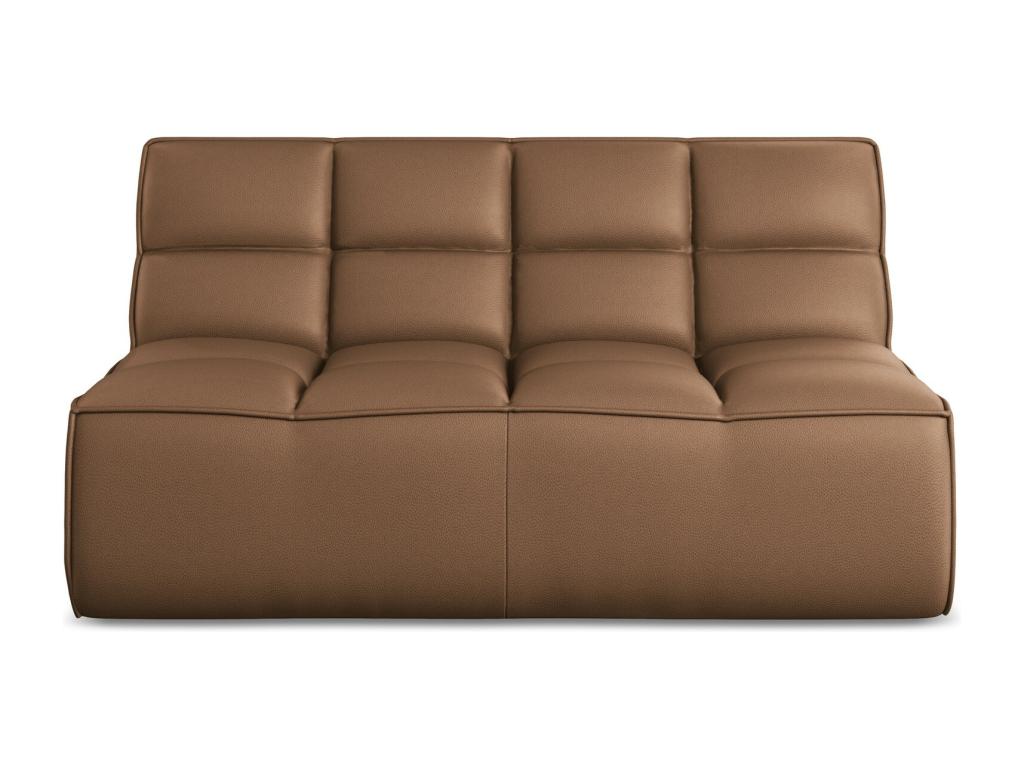 Modular 2-seater sofa in faux leather - chocolate - Artanzy 39398RZFY
