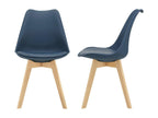 Set of 2 Scandinavian dining chairs, kitchen seats, plastic, synthetic beech, 81 cm, blue, 03 0002769 52571OWNY