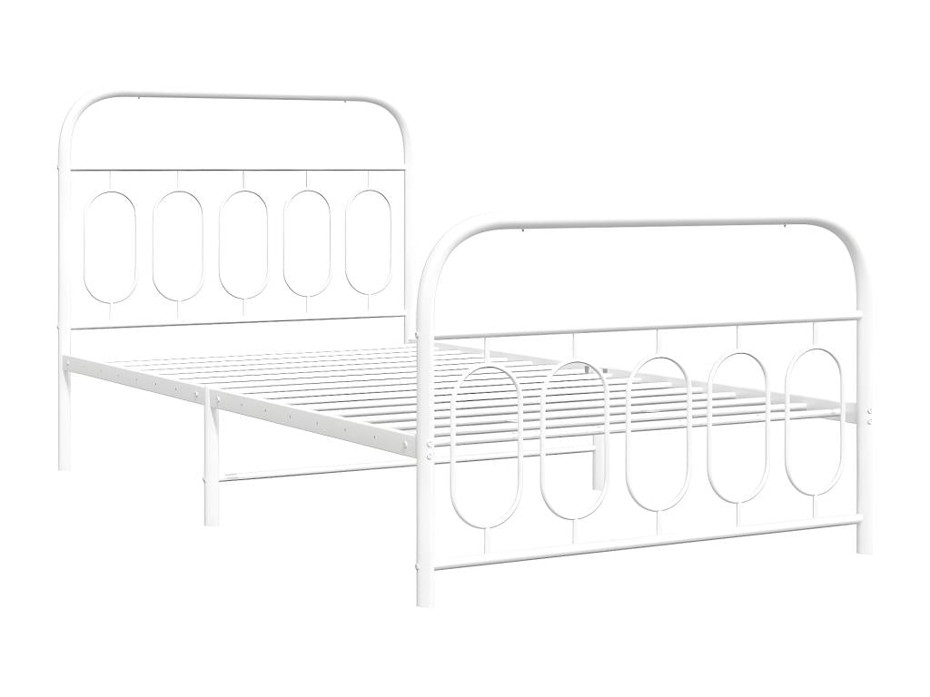 Metal bed frame with white headboard/footboard 100x190cm 22868KQHI