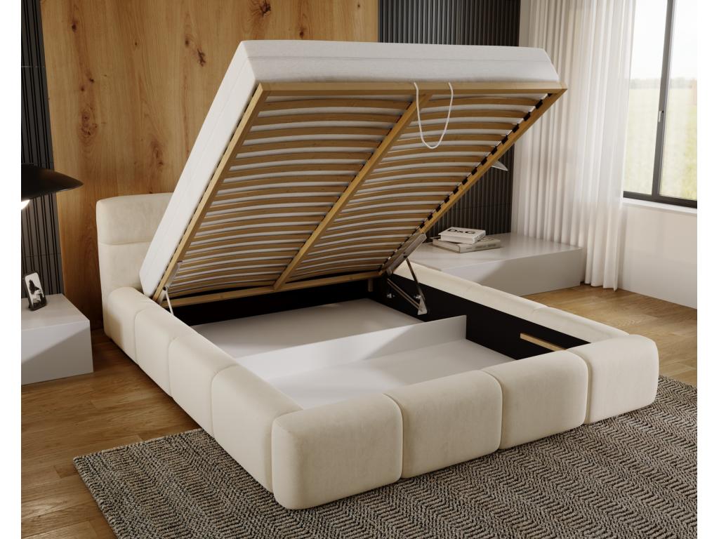 Delimoa Storage Bed 160x200 cm Delimoa - Bed with Storage, Upholstered Bed, Beige, Delimoa Velvet 2201 15721MGCR