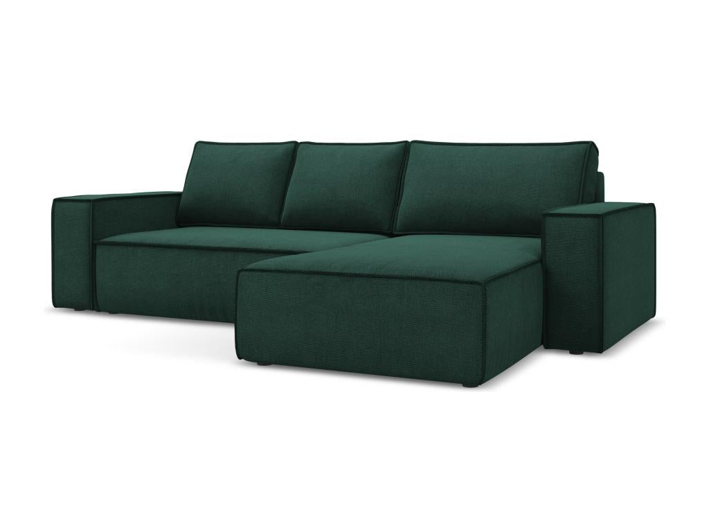 3-seater right-hand corner sofa bed in textured fabric - bottle green - Artanzy 53700WODC